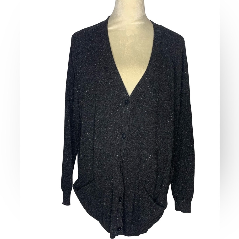 COS Black Speckled Cardigan Sweater
